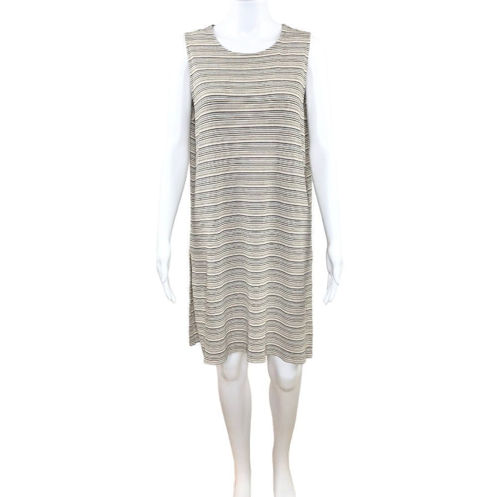 J.Jill Wearever Collection Caramel Striped Sleeveless Ribbed Tunic Top Size M